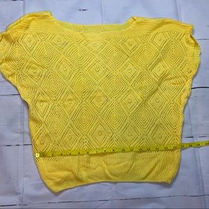 Yellow summer lace knit crochet top sheer retro cropped elastic beach summer